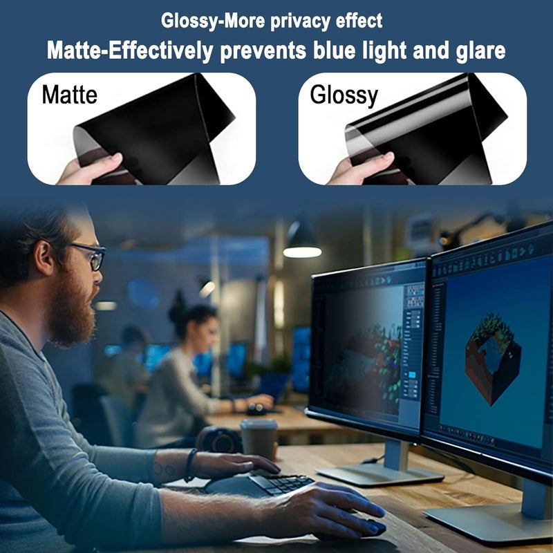 Vxaop [2 Pack] 24 Inch Computer Monitor Privacy Screen for 16:9 Aspect Ratio - Anti-Glare, Blue Light Filtering, Eye Protection, Removable Anti-Scratch Privacy Shield Screen 24in - Image 4